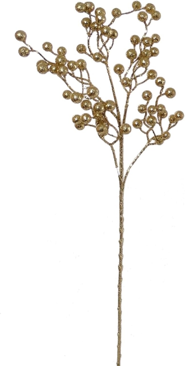 26" Gold Glitter Ball Spray - Set of 4, Sparkling Holiday Accents, Ideal for Christmas Decor & Floral Arrangements - Perfect for Home, Office - 2024 Christmas Collection, Floral Home by Artificial Flowers